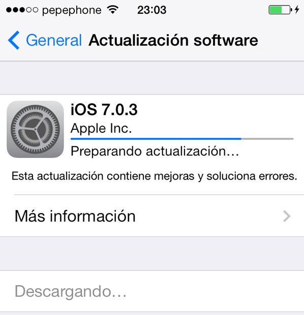 Actualizacion iOS 7.0.3