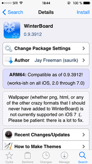 WinterBoard Cydia iOS 7